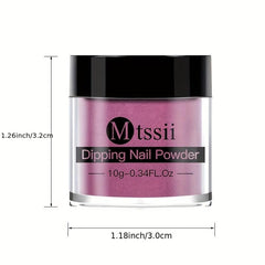 Purple Glitter Nail Dipping Powder Set with Nail File & Brush