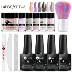 Purple Glitter Nail Dipping Powder Set with Nail File & Brush