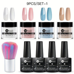 Purple Glitter Nail Dipping Powder Set with Nail File & Brush