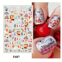 3pcs Acrylic Nail Powder, 3 Brushes, 5 Christmas Nail Stickers