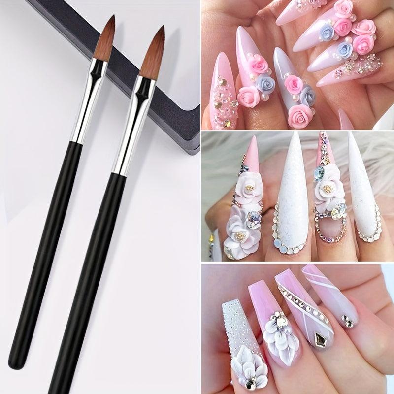 3pcs Acrylic Nail Powder, 3 Brushes, 5 Christmas Nail Stickers