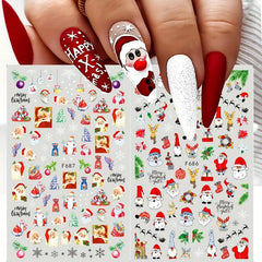 3pcs Acrylic Nail Powder, 3 Brushes, 5 Christmas Nail Stickers