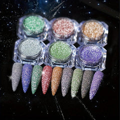 Reflective Glitter Sequins for Acrylic Nails - Silver Nail Powder