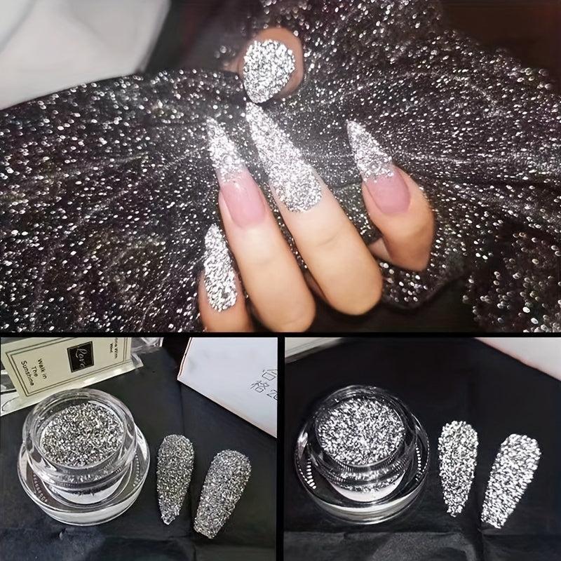 Reflective Glitter Sequins for Acrylic Nails - Silver Nail Powder