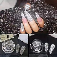 Reflective Glitter Sequins for Acrylic Nails - Silver Nail Powder