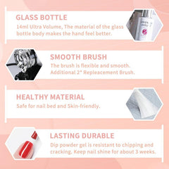 Dip Powder Gel Liquid Set with Activator Base Top Gel and Brush Saver