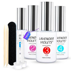 Dip Powder Gel Liquid Set with Activator Base Top Gel and Brush Saver