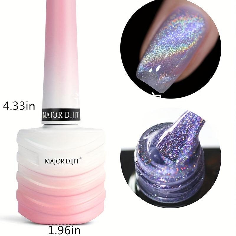 Holographic Pink Purple Cat Eye Gel Polish Glitter - Soak Off Sparkle