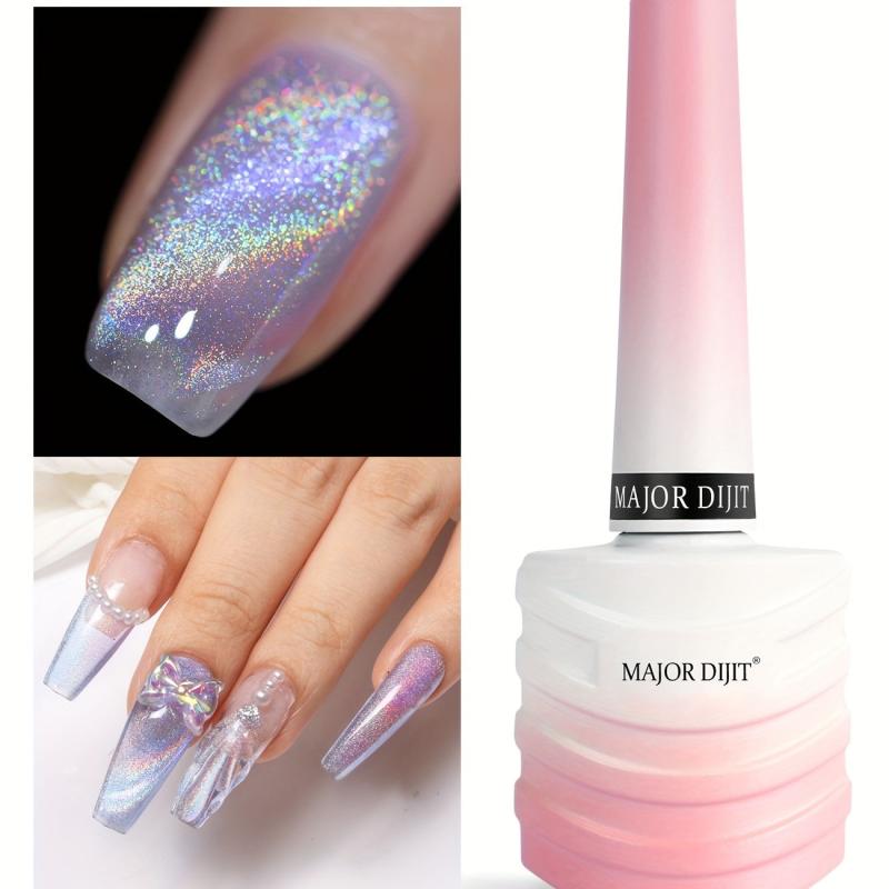 Holographic Pink Purple Cat Eye Gel Polish Glitter - Soak Off Sparkle