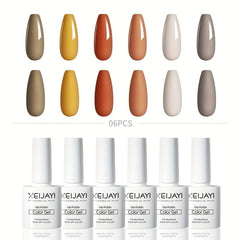 6 Colors Gel Nail Polish Starter Kit Red Brown Collection Soak Off