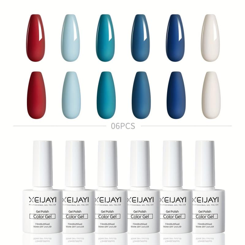 6 Colors Gel Nail Polish Starter Kit Red Brown Collection Soak Off