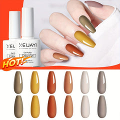 6 Colors Gel Nail Polish Starter Kit Red Brown Collection Soak Off