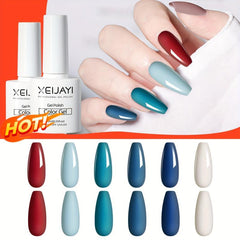6 Colors Gel Nail Polish Starter Kit Red Brown Collection Soak Off
