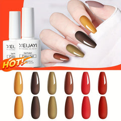 6 Colors Gel Nail Polish Starter Kit Red Brown Collection Soak Off