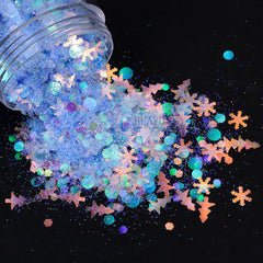 10g Holographic Nail Glitter Powder Snowflake Sequins Moon Heart