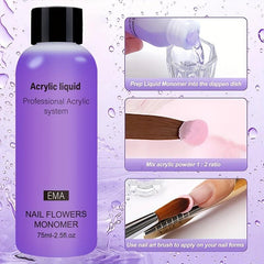 3pcs Acrylic Nail Extension Kit Liquid Monomer Cup Brushes Manicure Tools