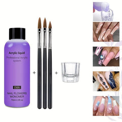 3pcs Acrylic Nail Extension Kit Liquid Monomer Cup Brushes Manicure Tools