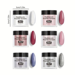 Glitter Pink & Acrylic Dip Powder Nail Kit w/Base & Top Coat for Women and Girls