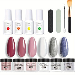 Glitter Pink & Acrylic Dip Powder Nail Kit w/Base & Top Coat for Women and Girls