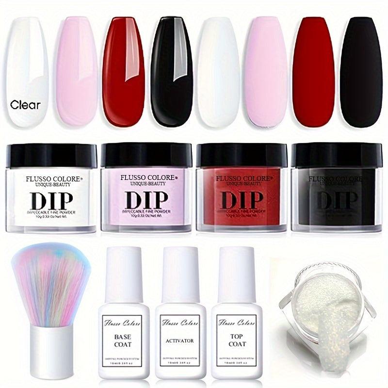 Dip Powder Nail Kit Red Orange Green Designs Dipping System Liquid Set