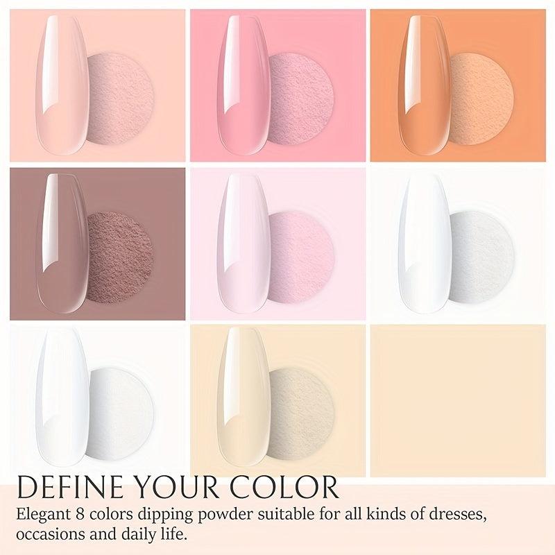 8 Colors Dip Powder Nail Starter Kit French Nail Art Salon Essential Kit
