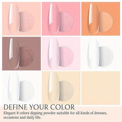8 Colors Dip Powder Nail Starter Kit French Nail Art Salon Essential Kit