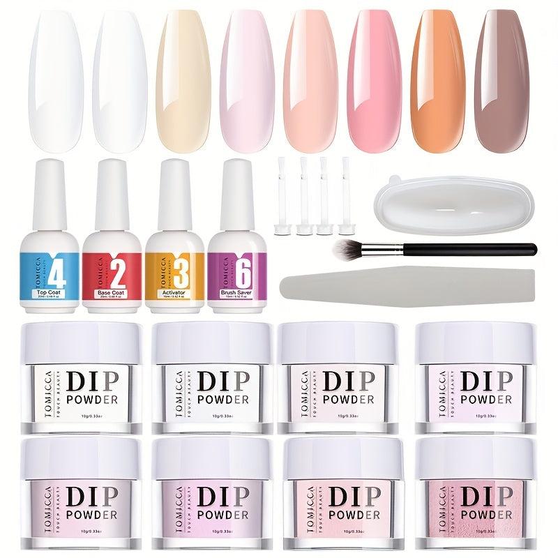 8 Colors Dip Powder Nail Starter Kit French Nail Art Salon Essential Kit