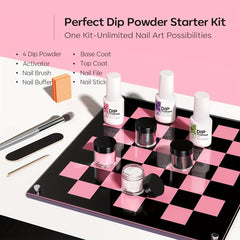 Dip Powder Nail Kit 4 Colors Gentle Gray Pink Glitter