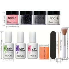 Dip Powder Nail Kit 4 Colors Gentle Gray Pink Glitter