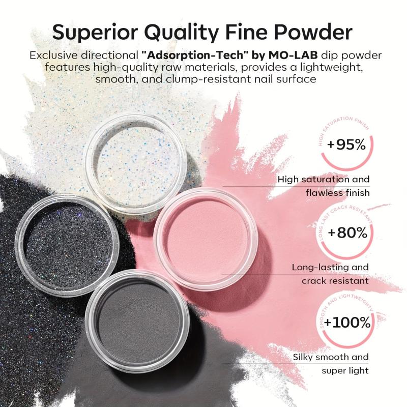 Dip Powder Nail Kit 4 Colors Gentle Gray Pink Glitter