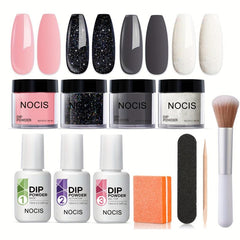 Dip Powder Nail Kit 4 Colors Gentle Gray Pink Glitter