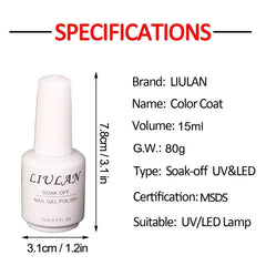 Gel Nail Polish 15ml Soak Off Gel Polish For Home Salon Nail Art DIY Gift