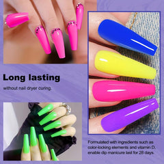 Neon Dip Powder Nail Kit Starter Set - 12pcs, Hot Pink, Bright Green, Activator