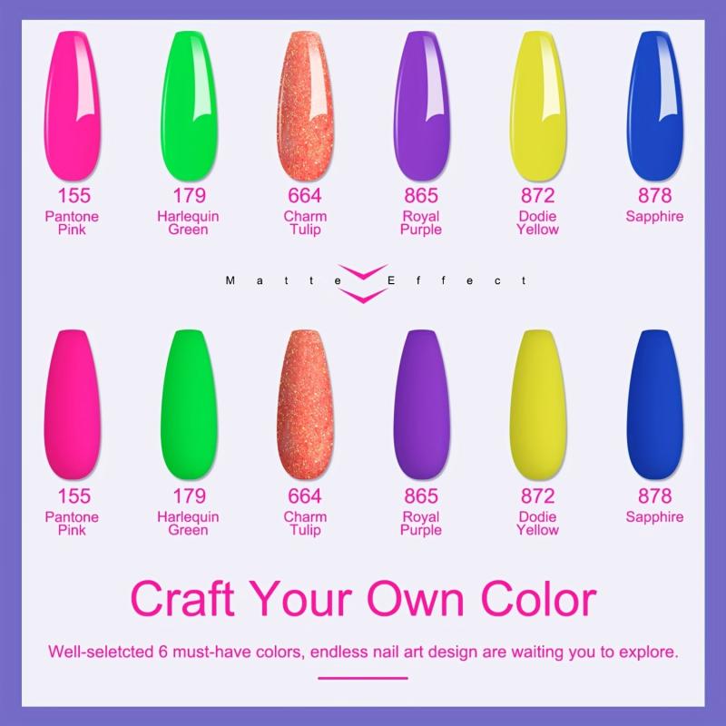 Neon Dip Powder Nail Kit Starter Set - 12pcs, Hot Pink, Bright Green, Activator