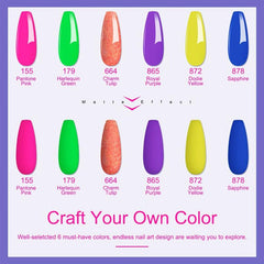 Neon Dip Powder Nail Kit Starter Set - 12pcs, Hot Pink, Bright Green, Activator