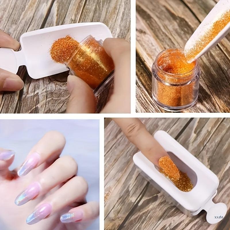 Portable Nail Powder Recycling Box Set with Soft Nail Dip Powder Brush