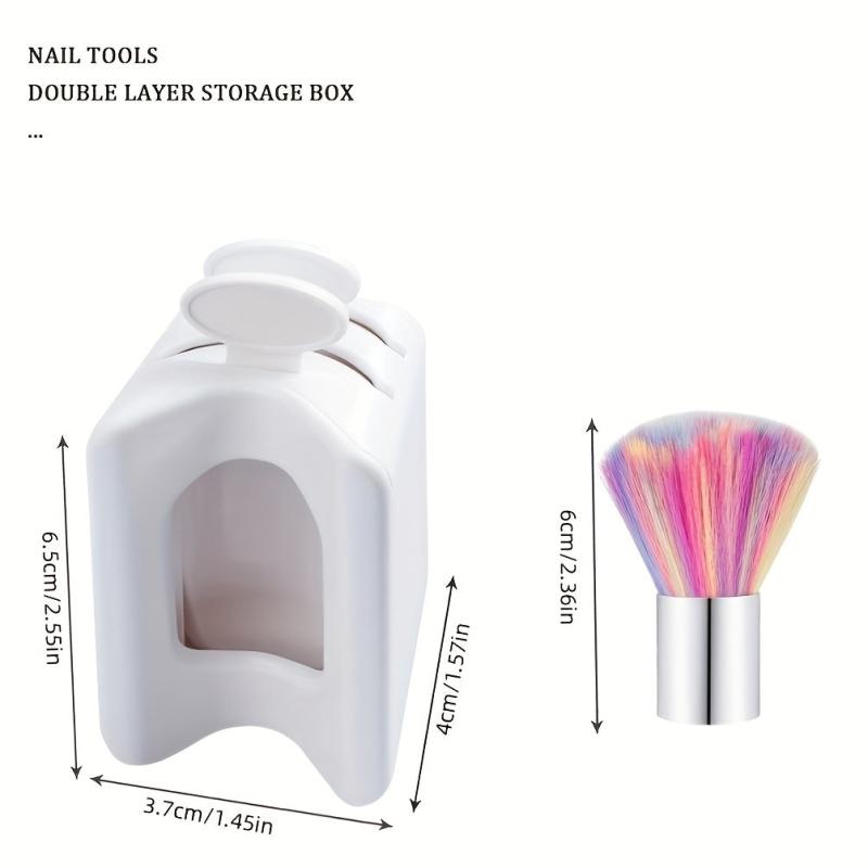Portable Nail Powder Recycling Box Set with Soft Nail Dip Powder Brush