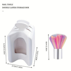 Portable Nail Powder Recycling Box Set with Soft Nail Dip Powder Brush