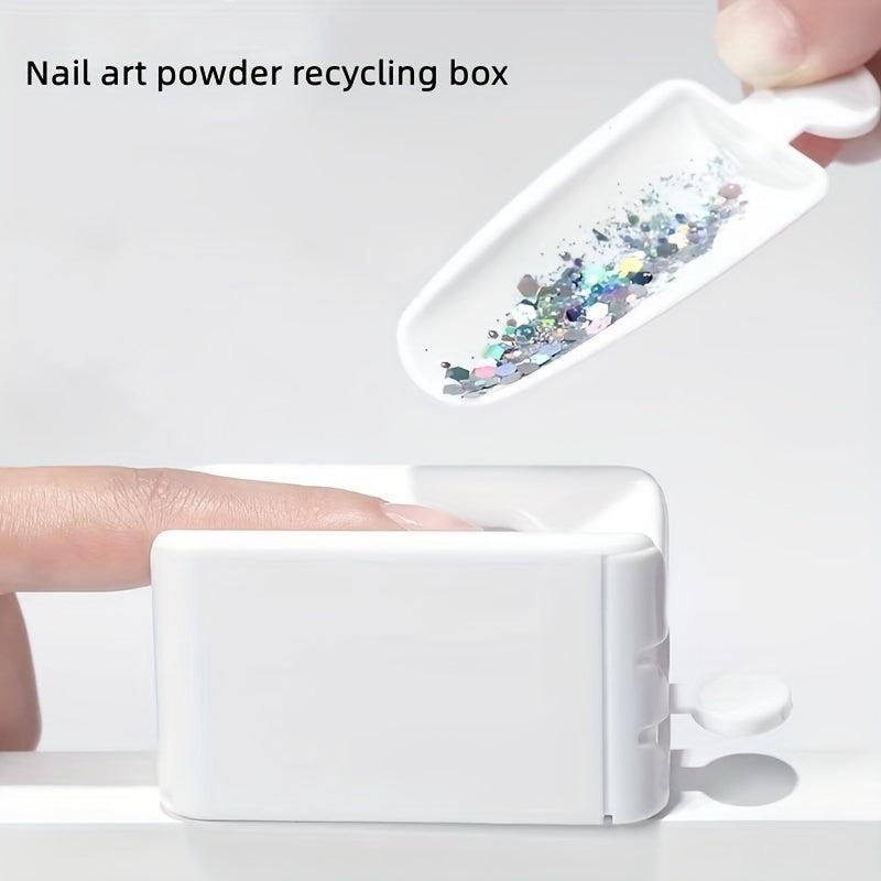 Portable Nail Powder Recycling Box Set with Soft Nail Dip Powder Brush