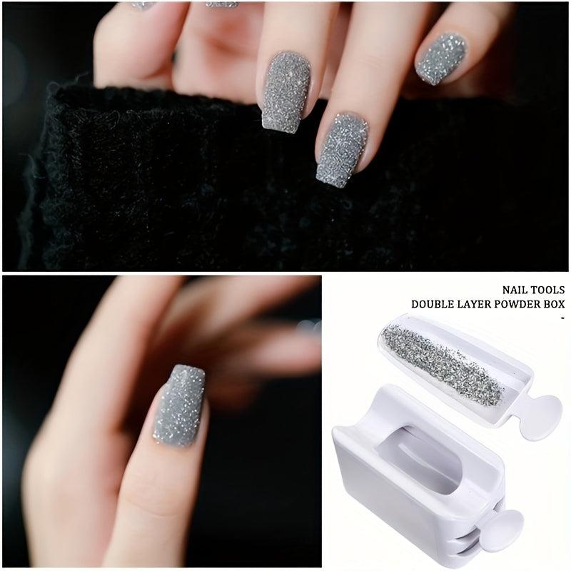 Portable Nail Powder Recycling Box Set with Soft Nail Dip Powder Brush