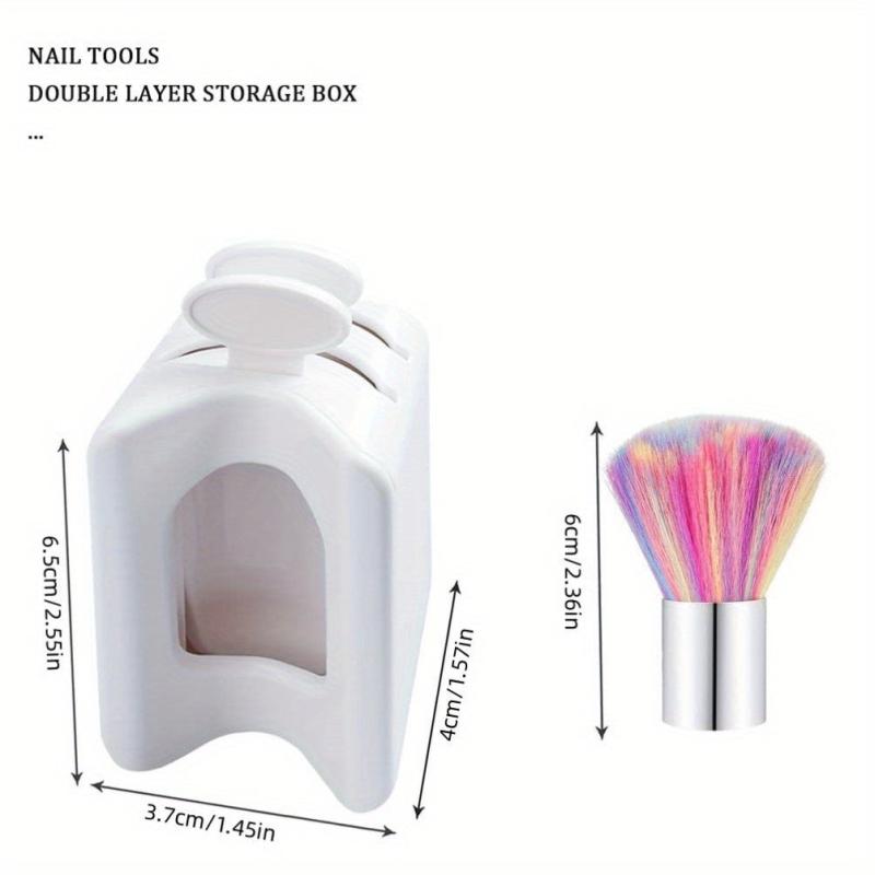 Portable Nail Powder Recycling Box Set with Soft Nail Dip Powder Brush