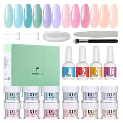 12 Colors Dip Powder Nail Starter Kit with Base Top Coat and Activator
