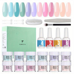 12 Colors Dip Powder Nail Starter Kit with Base Top Coat and Activator