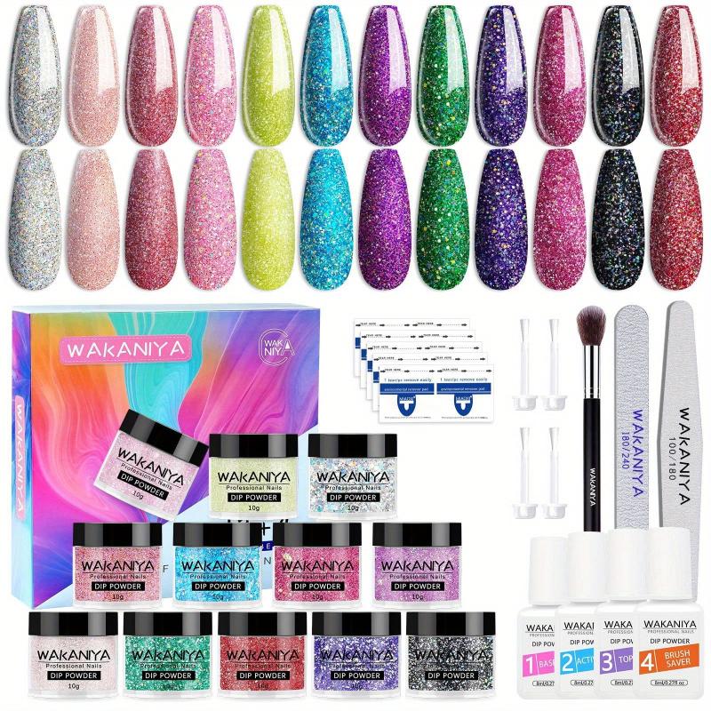 12 Colors Glitter Pink Dipping Powder Kit