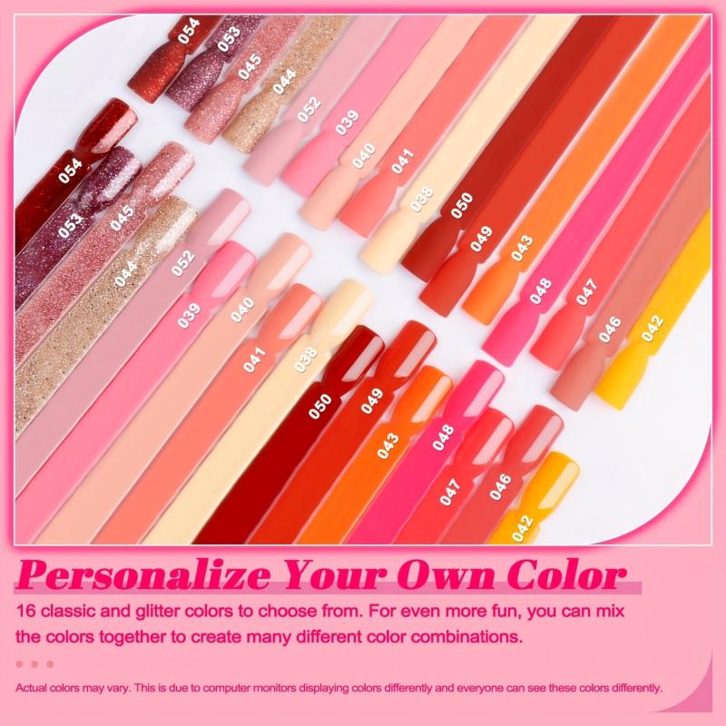 20 Pcs Dip Powder Nail Kit: 16 Colors Red Purple Yellow Pink Summer Autumn
