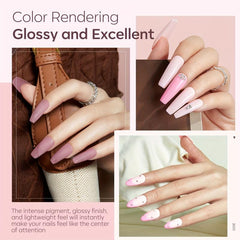 11 Pcs Dip Powder Nail Kit Starter 4 Colors Clear Nude Pink Acrylic Dip Powder