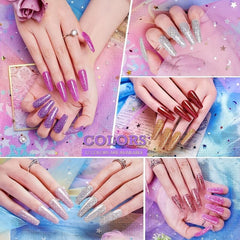 Nail Powder Dip Kit 12 Colors Glitter Pink Purple Dipping Powder