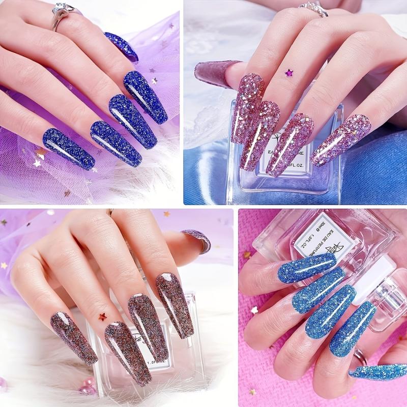 Nail Powder Dip Kit 12 Colors Glitter Pink Purple Dipping Powder
