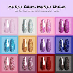 Nail Powder Dip Kit 12 Colors Glitter Pink Purple Dipping Powder