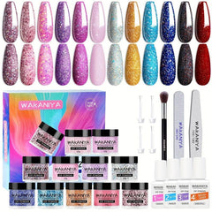 Nail Powder Dip Kit 12 Colors Glitter Pink Purple Dipping Powder